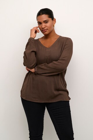 KAFFE CURVE Blouse 'Ami' in Bruin: voorkant