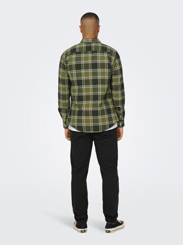 Only & Sons Regular fit Button Up Shirt 'ALVARO' in Green