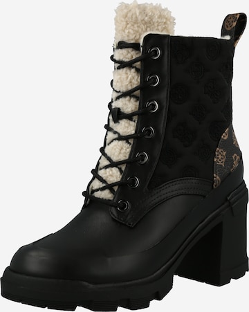 GUESS Lace-up bootie 'Rema 4G Peony' in Black: front