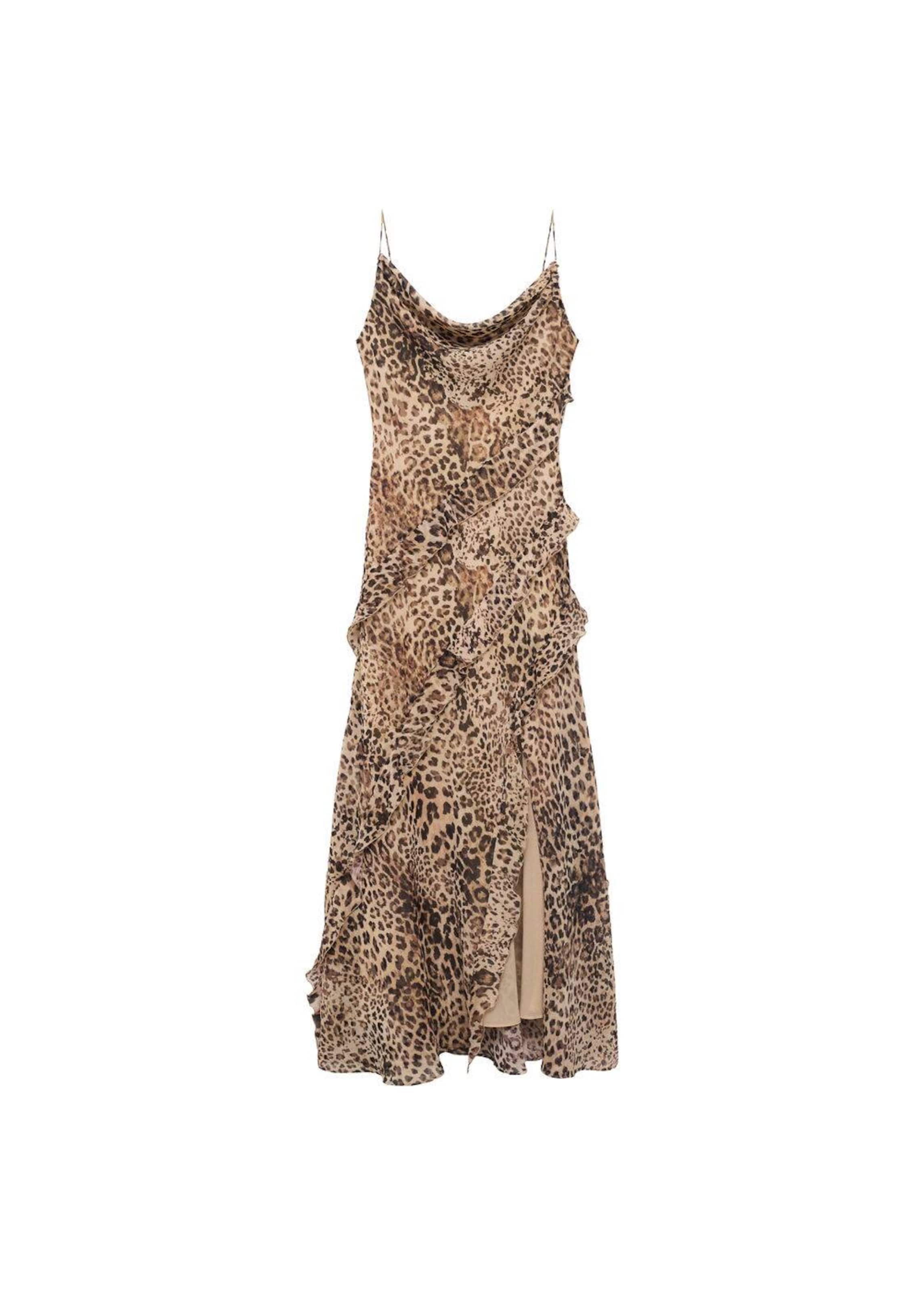 MANGO Kleid 'Livia' in beige / dunkelbraun, Produktansicht