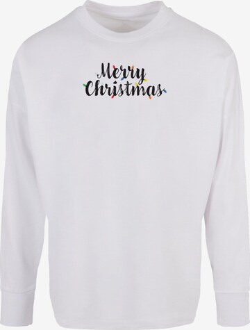 Merchcode Shirt 'Merry Christmas Lights' in White: front