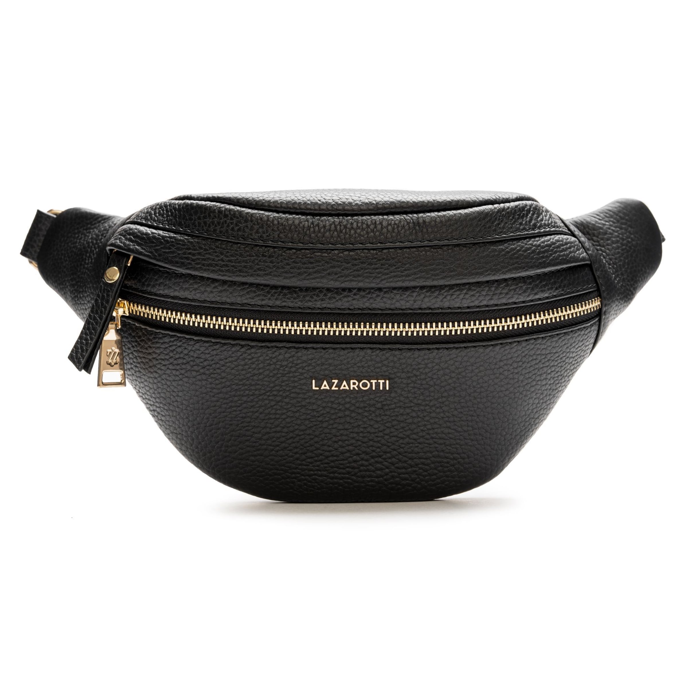 Lazarotti Gürteltasche 'Bologna Leather' in Schwarz: Vorderseite