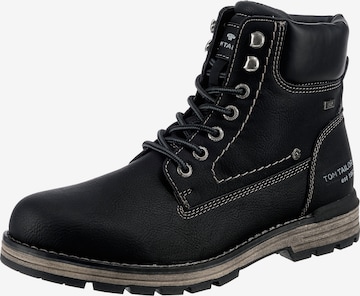 TOM TAILOR Lace-Up Boots in Black: front