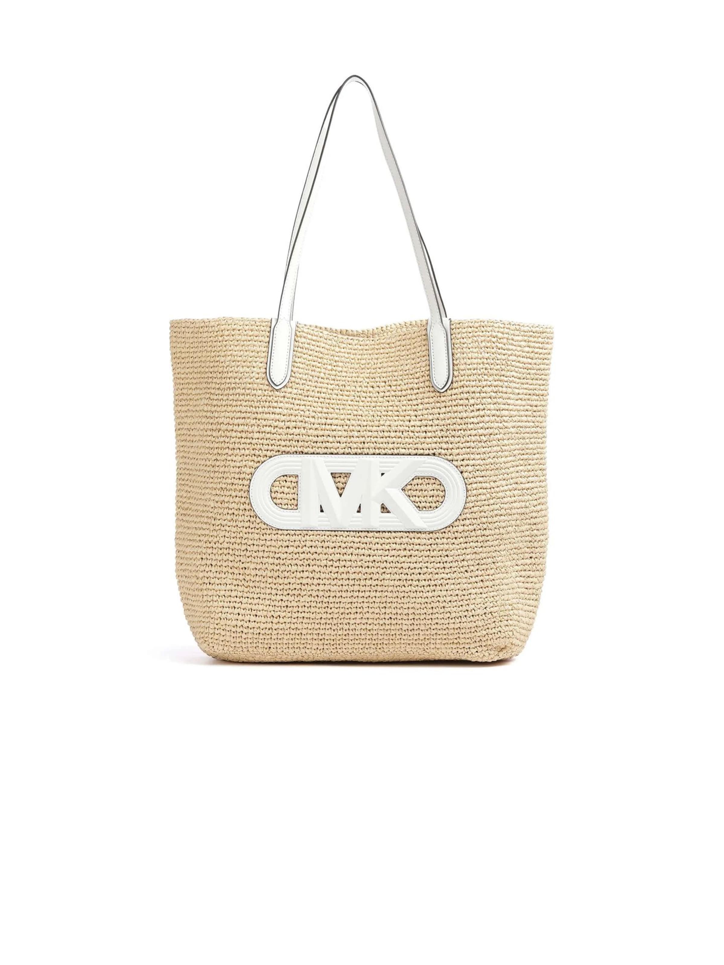 Borsa da spiaggia 'Eliza Extra-Large Empire Logo Straw Tote Bag' di Michael Kors in beige: frontale
