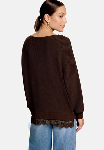 zero Strickpullover mit Spitzenkante in Braun