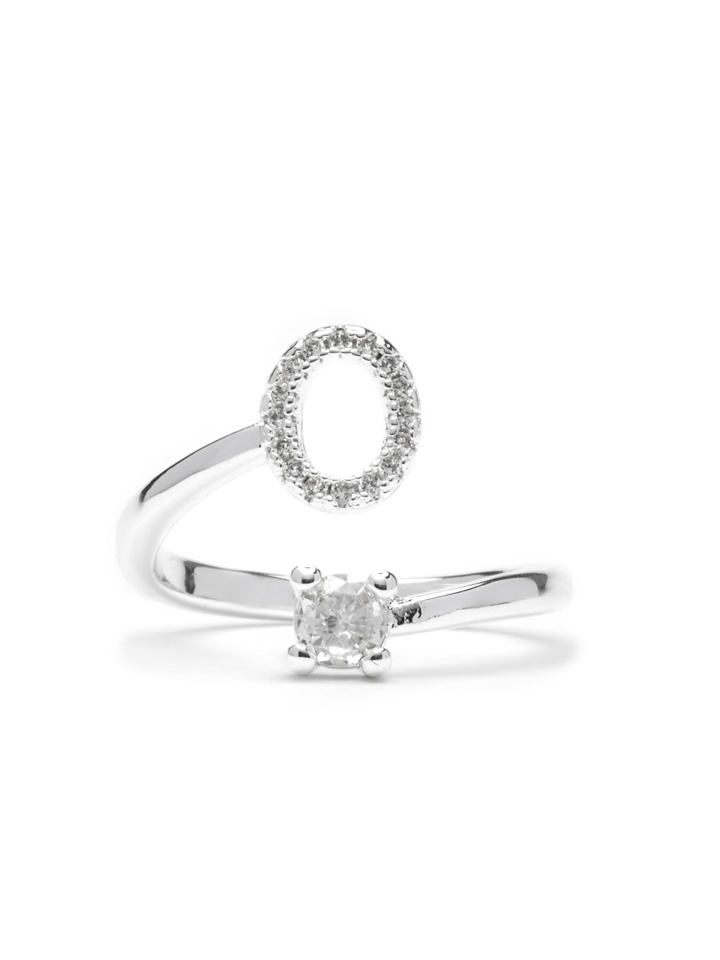 Luxenter Ring 'Alphabet O' in 50-60 in de kleur Zilvergrijs, Productweergave