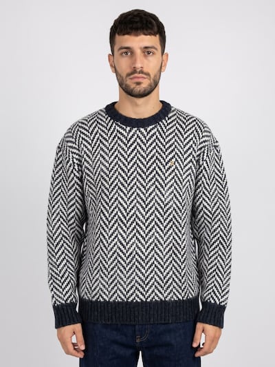 FARAH Sweter 'Athens Herringbone Sweater In True Navy' w rozmiarze S w kolorze niebieskim, Podgląd produktu