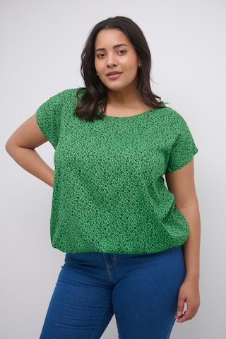 KAFFE CURVE Blouse 'Isma' in Groen: voorkant