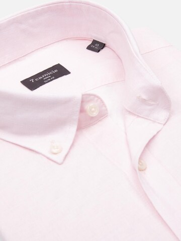 Slim fit Camicia business 'Leonardo Linen Man Shirt Pink' di 7Camicie in rosa