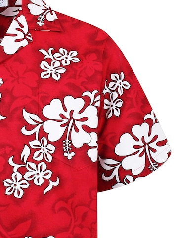 Pacific Legend Regular fit Button Up Shirt 'Hibiscus Royale' in Red