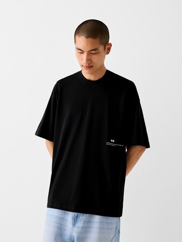 Bershka Majica | črna barva: sprednja stran