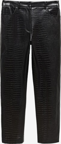 MANGO Regular Broek 'CROCO' in Zwart: voorkant