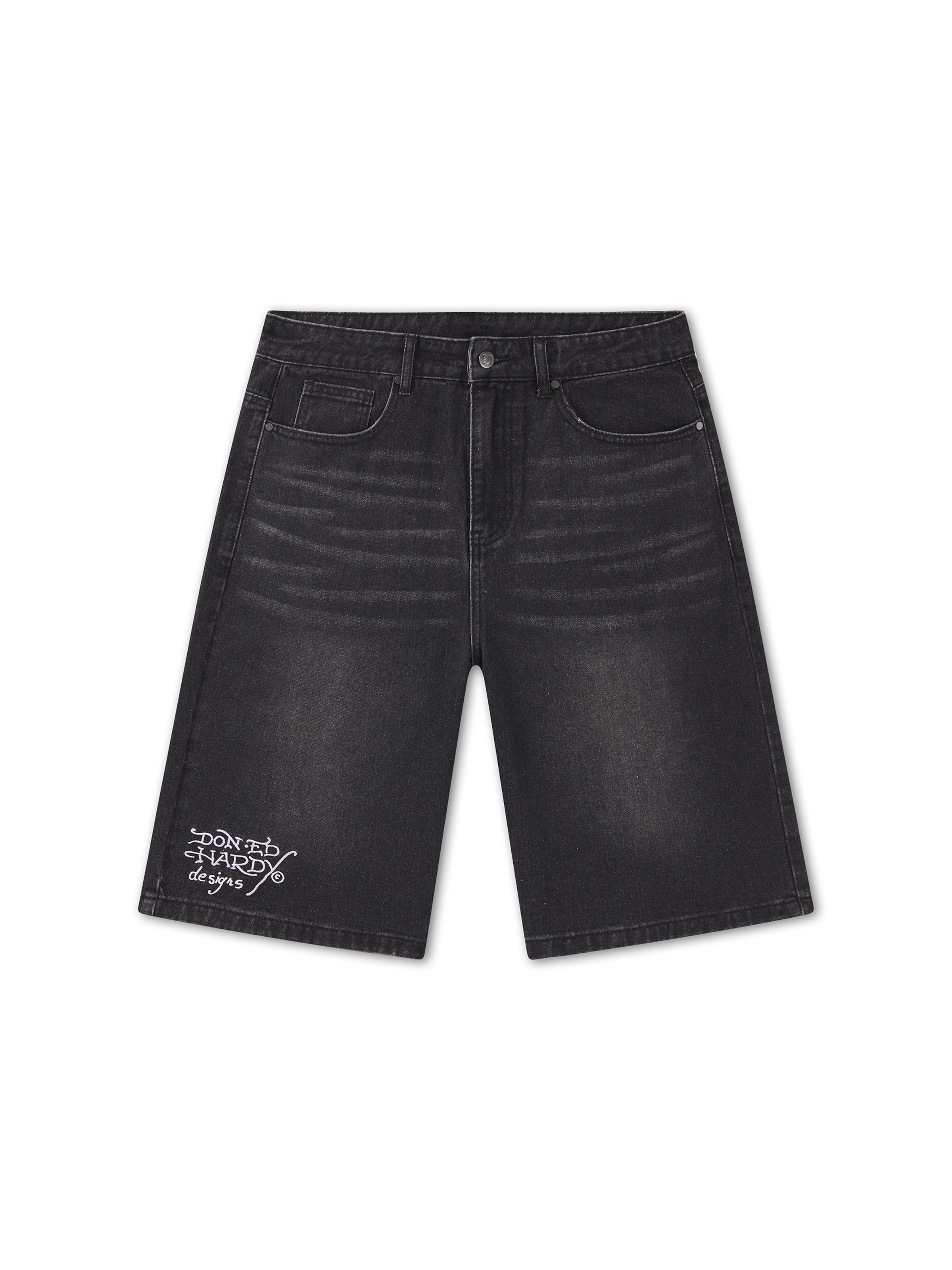 Ed Hardy Jean 'Skull Rose' en 30 en gris clair / noir denim / blanc cassé, Vue avec produit