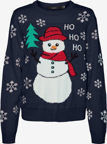 VERO MODA Sweater 'Snowman' in Blue: front