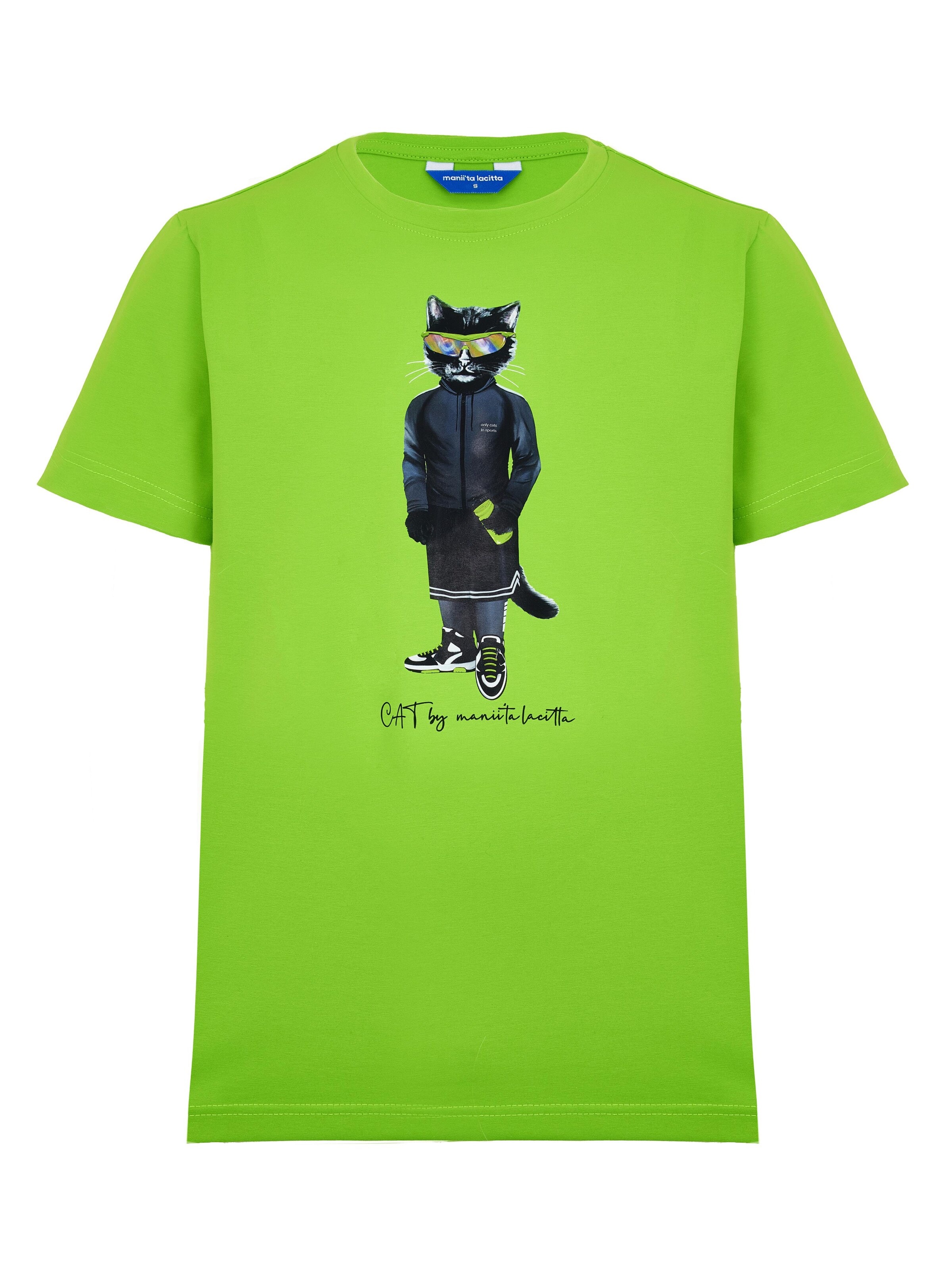 Cat e Lolette - Camiseta 'Sport Cat' en verde: frente
