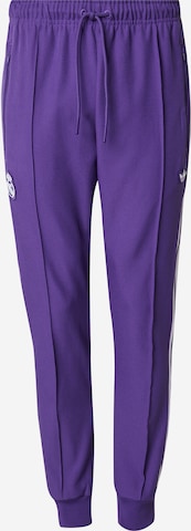 purpurinė ADIDAS PERFORMANCE Siaurėjantis Sportinės kelnės 'Real Madrid Terrace Icons Track': priekis