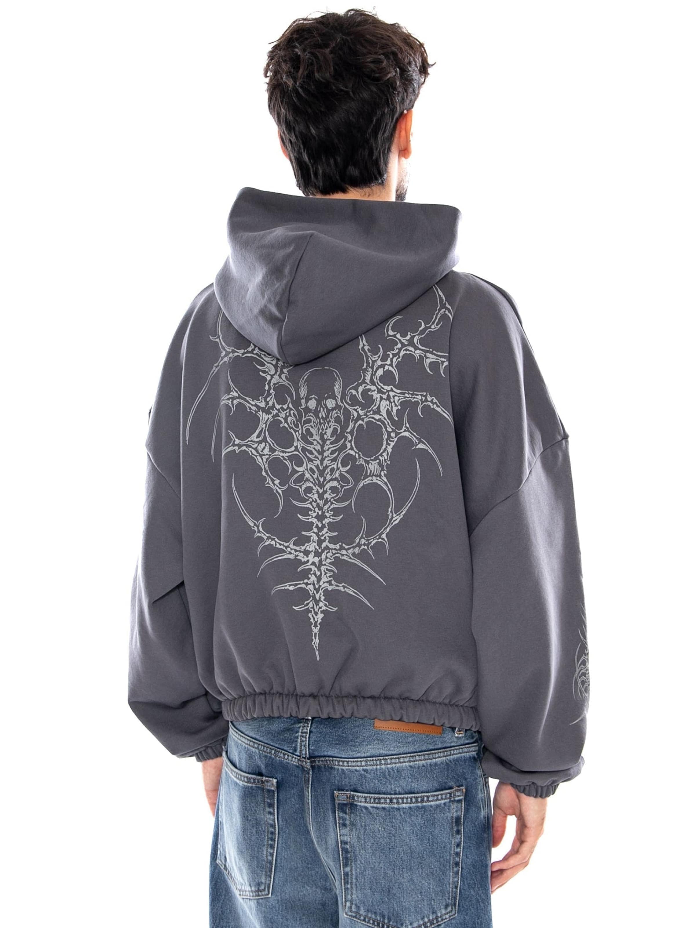 Felpa 'THE GUARDIAN BOXY HOODIE IRON GATE' di DOLLY NOIRE in grigio