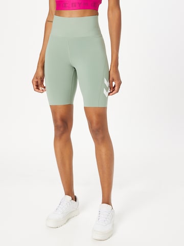 Hummel Skinny Sportbroek 'GRACE' in Groen: voorkant