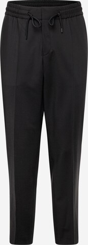 HUGO Slim fit Pleat-Front Pants 'Howard231X' in Black: front