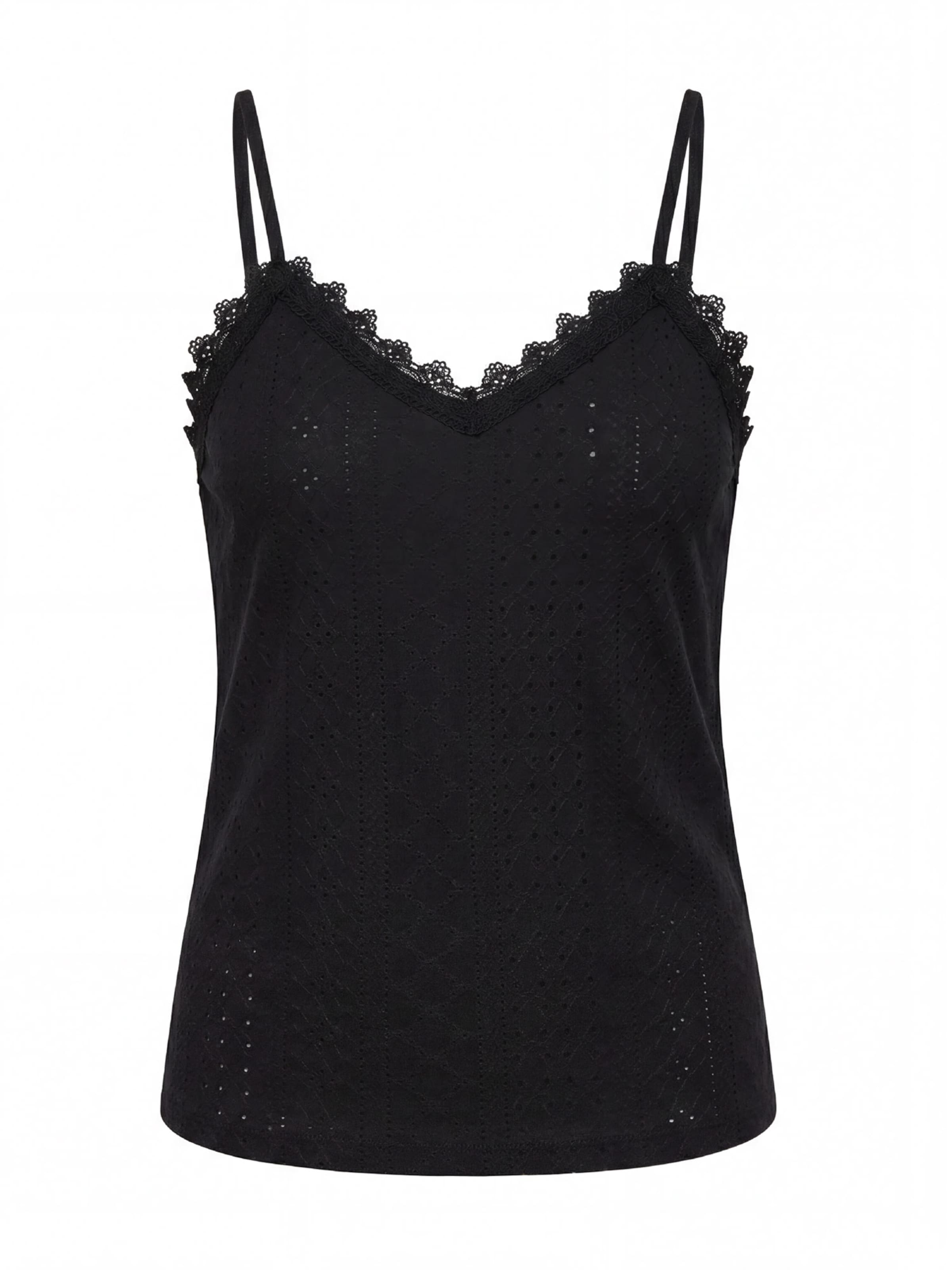 MEETWEE Top 'V-neck summer lace vest' in Zwart: voorkant