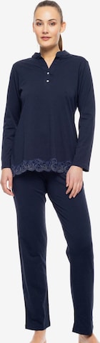 Pink LabelPidžama 'PYJAMA NIGHT LOVERS SOLID' - plava boja: prednji dio