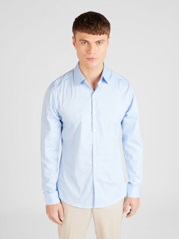 TOPMAN Slim fit Button Up Shirt in Blue: front