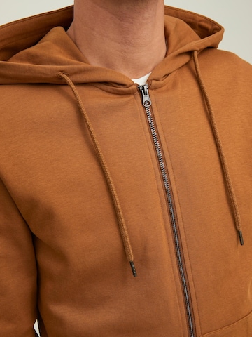 JACK & JONES Zip-Up Hoodie in Brown