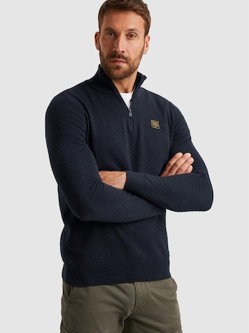 PME Legend Trui 'Pullover with half zipper' in Blauw