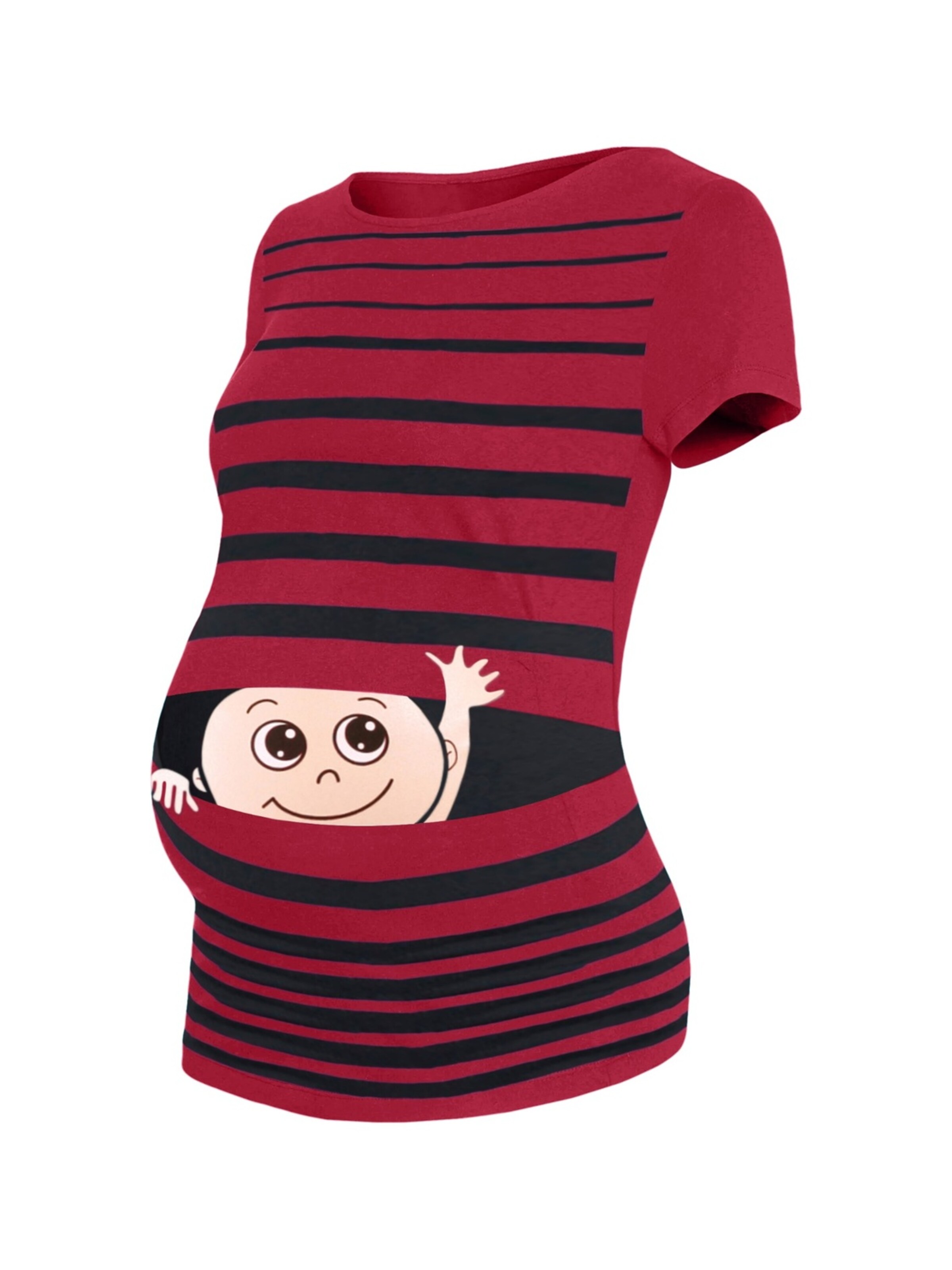 M.M.C. Shirt 'Winke Winke Umstandsshirt' in Red: front