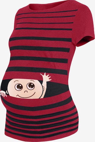 M.M.C. Shirt 'Winke Winke Umstandsshirt' in Red: front