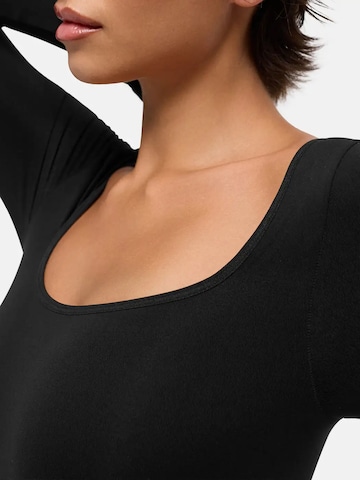 cfab - Body moldeador 'Clean Longsleeve Squareneck Sculpting Bodysuit with Slip' en negro