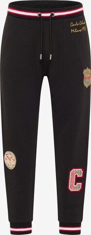 Carlo Colucci Tapered Pants 'Dangl' in Black: front