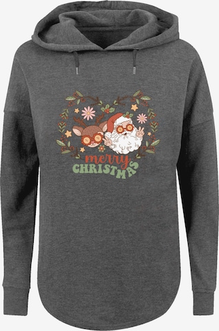 F4NT4STIC Sweatshirt 'Christmas Hippie Santa And Reindeer' in Grijs: voorkant
