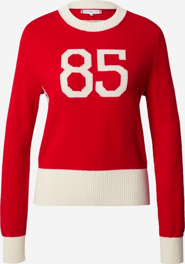 TOMMY HILFIGER Pull-over 'VARSITY 85' en rouge sang / blanc naturel, Vue avec produit