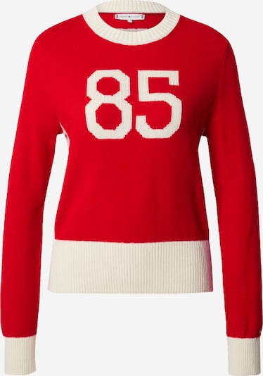 TOMMY HILFIGER Pullover 'VARSITY 85' in blutrot / naturweiß, Produktansicht