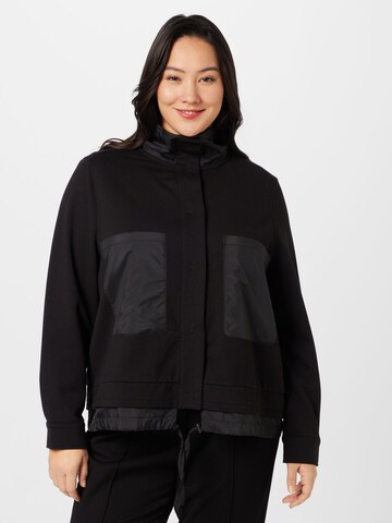 SAMOON Sweat jacket in Black: front