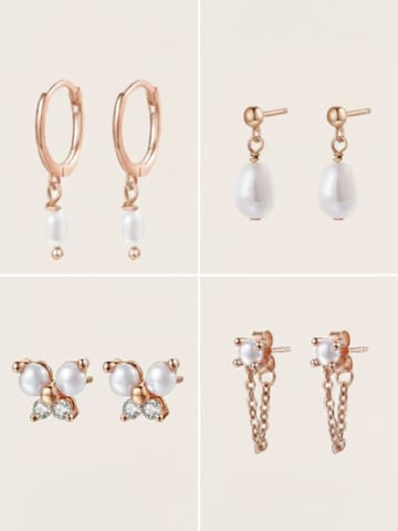 Hey Happiness - Pendientes 'Pearl Quartet' en oro