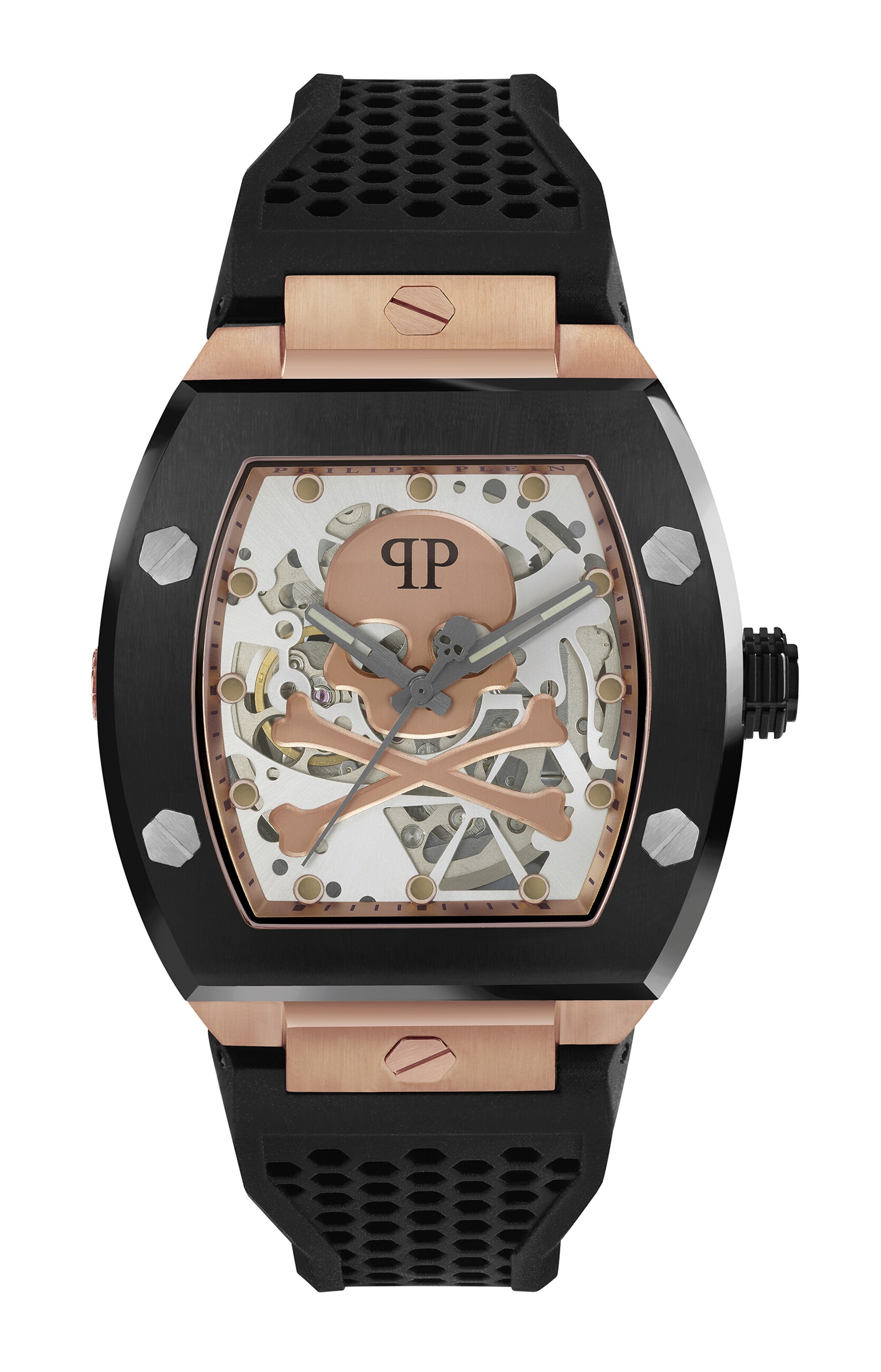 Philipp Plein Analoog horloge 'The $keleton' in Zwart: voorkant