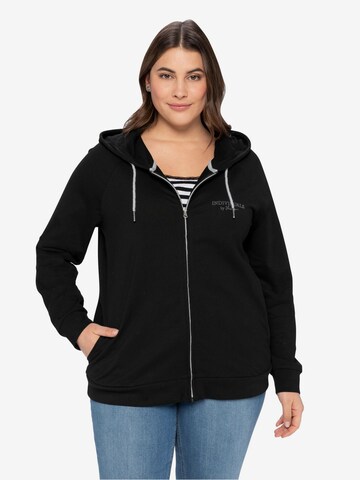 SHEEGO Zip-Up Hoodie in Black: front