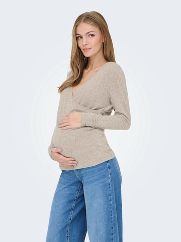 Only Maternity - Camiseta 'OLMBEARY' en marrón: frente