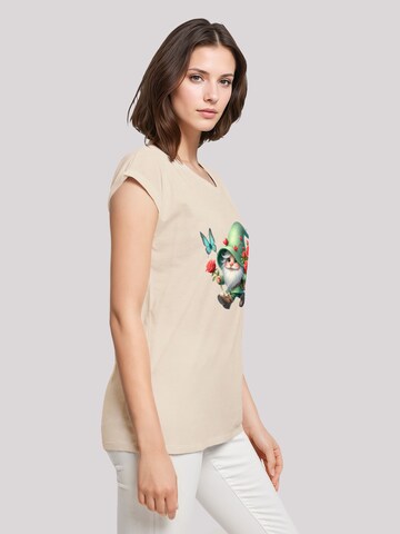 T-shirt 'Gnom Frühling Blumen Schmetterling' F4NT4STIC en beige