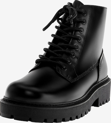 Bottes à lacets Pull&Bear en noir : devant