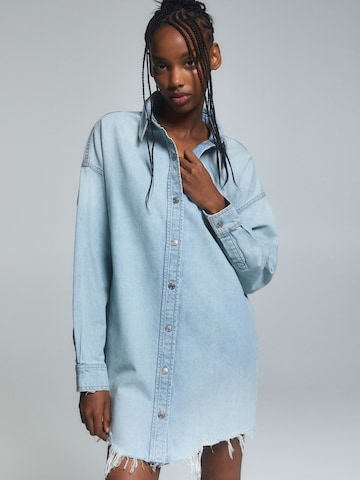 Pull&Bear Shirt Dress in Blue: front