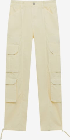 Pull&Bear Wide leg Cargo Jeans in Yellow: front