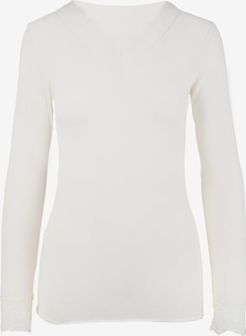 Ciocca - Camiseta térmica 'Maglia Intima con Pizzo in Cashmere Modal Scollo a V' en beige: frente