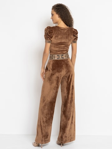 JIORO Wide leg Broek 'ESSENTIALS' in Beige