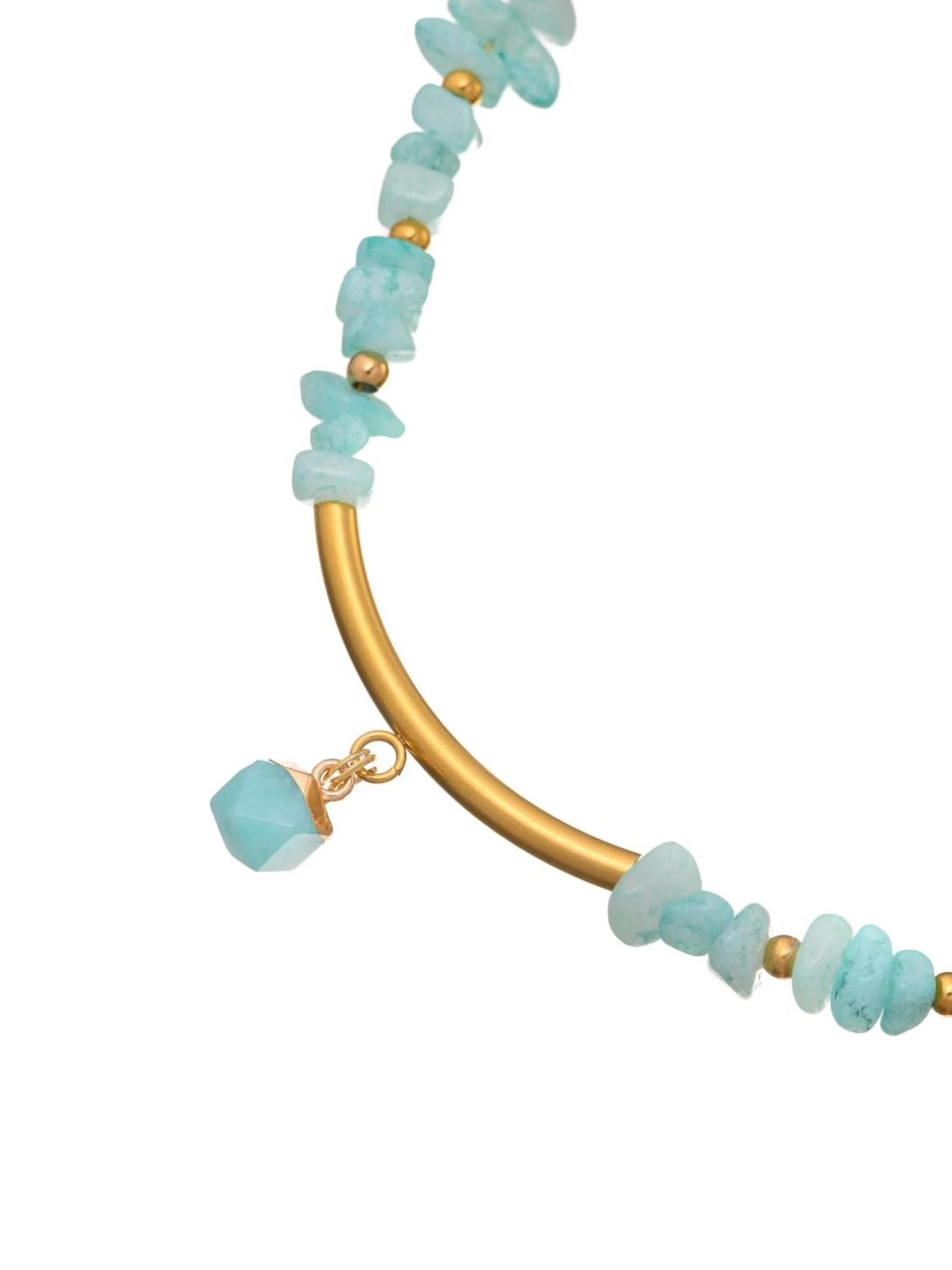 THE GEM STORIES JEWELRY Αλυσίδα 'Aqua Jade Cascade Necklace' σε μπλε: μπροστά