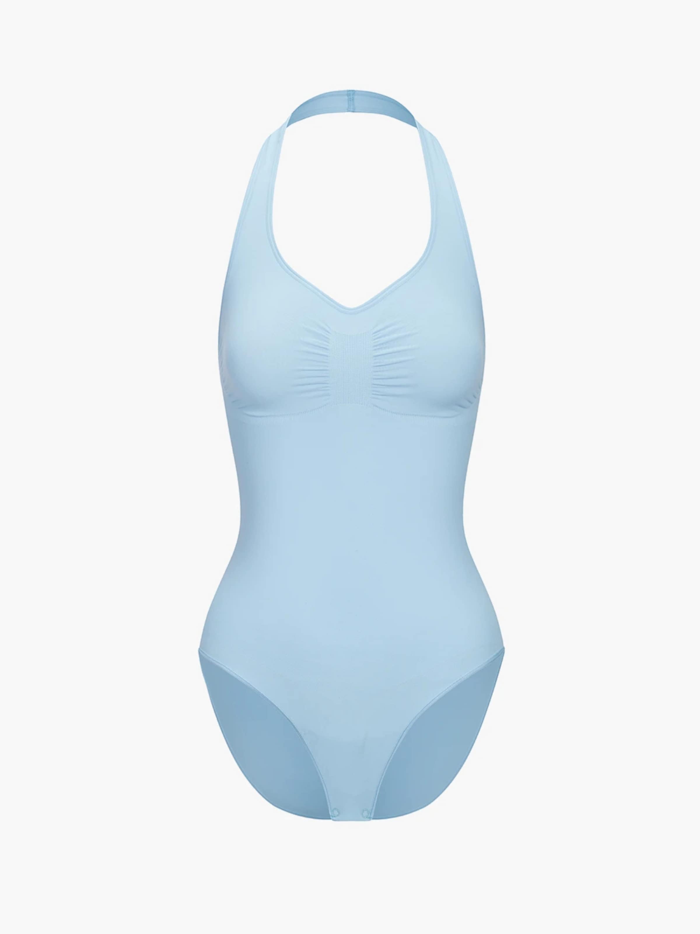 cfab (formerly creamy fabrics) Shapingbody 'Neckholder Bodysuit mit Slip' i blå: framsida