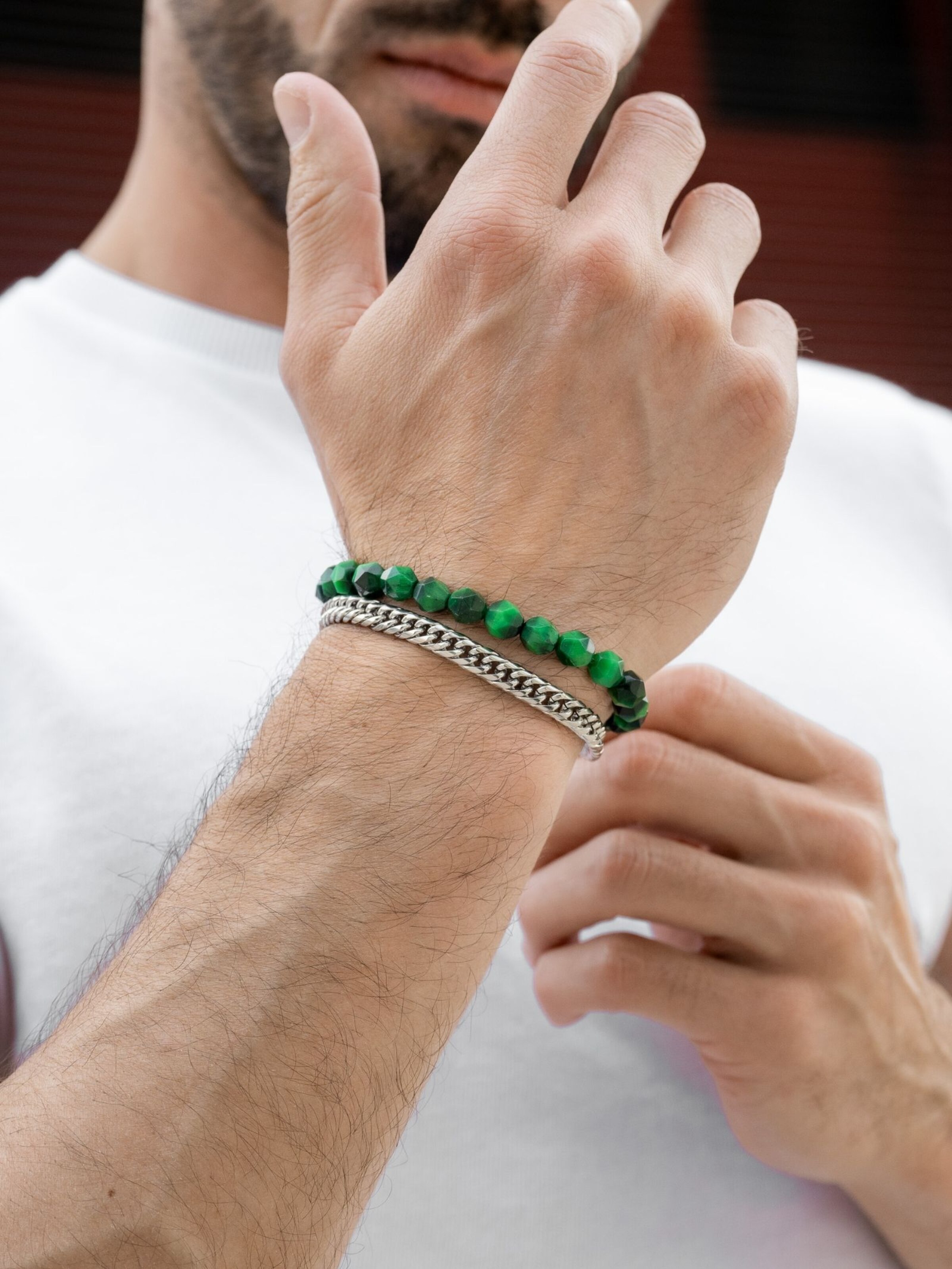 GT Collection Armband 'Faceted-Bead' in Groen