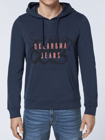 Oklahoma Jeans Kapuzensweatshirt ' aus Baumwollmix mit Motiv ' in Blau